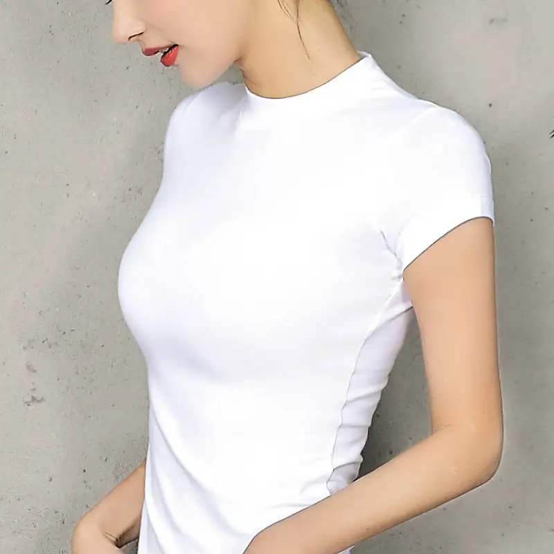 White turtleneck t shirt womens Clearance