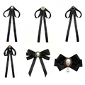 Black Ribbon Pearl Black Bow Tie Women Blouse Bowknot Temperament All-match Elegant Wear Accessories G1T7 preview-2