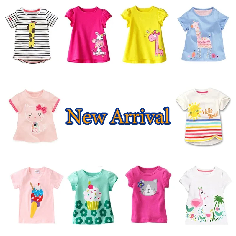 Summer Kids Girl T Shirt Spring Baby Cotton Tops Toddler Tees Clothes Children Clothing Cartoon T-shirts Short Sleeve 2-9Y-animated-img