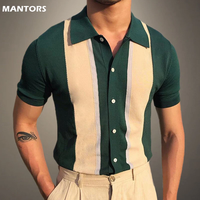 2022 Summer Mens Polo Shirt Short Sleeve Polo Business T Shirt 35% Cotton High Quality Men's Polo Shirt Streetwear Casual Knit