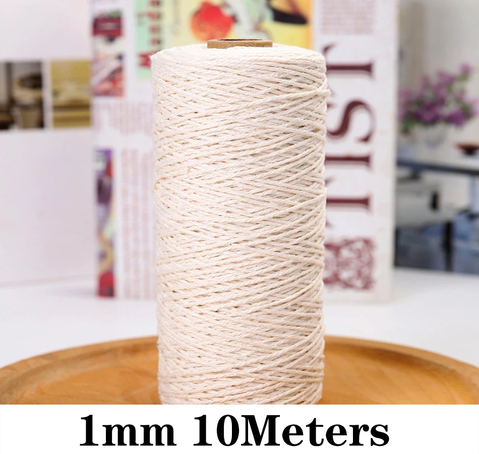 3mm 4mm 5mm 6mm Macrame Twisted String Cotton Cord For Handmade Natural  Beige Cords DIY Home Wedding Accessories Gift
