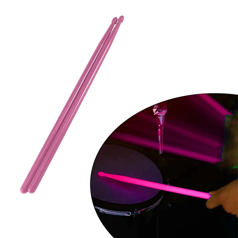 1 Pair 5A Luminous Drumstick Glow In The Dark Stage Fluorescent Drums Stick Parts Length 385mm/15.1inch Blue,Green,Pink-animated-img