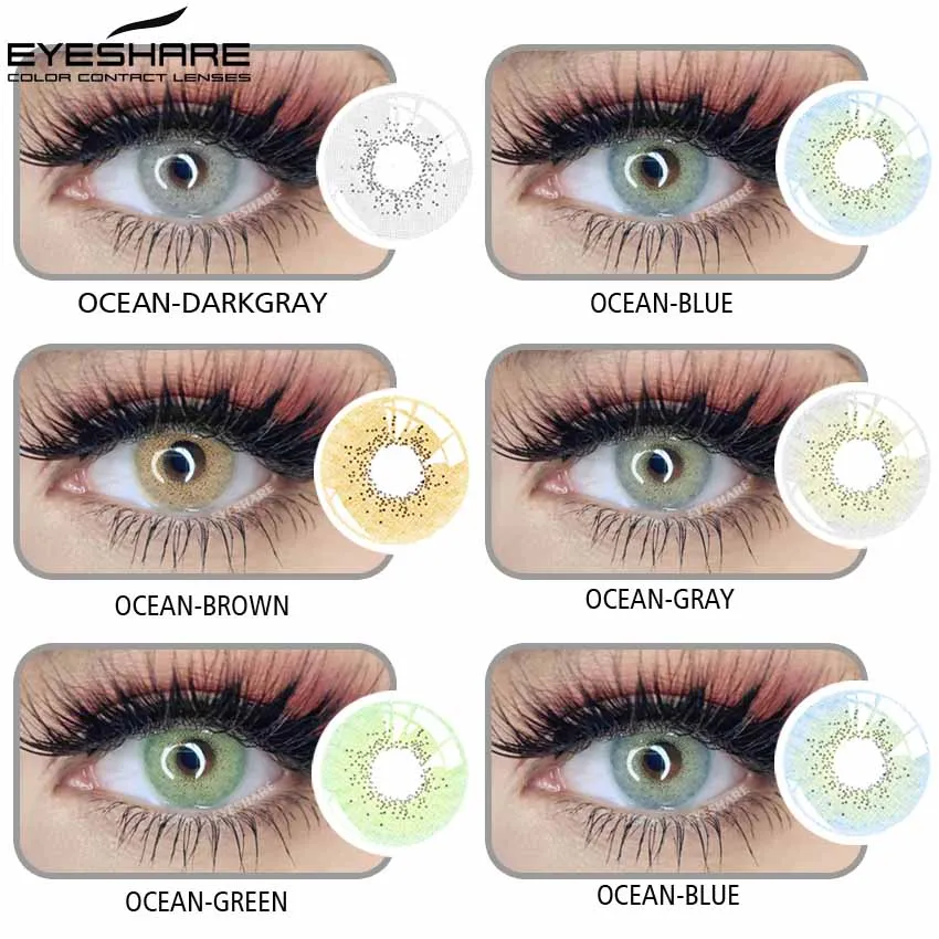 Eyeshare 2pcs Color Contact Lenses For Eyes Aurora Blue Green Colored Yearly Cosmetic Lens 5396