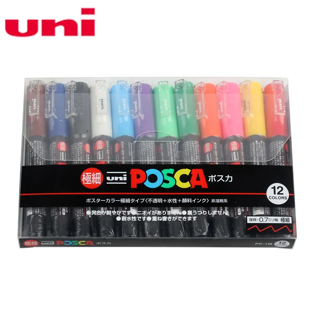 UNI POSCA Marker Pen Set POP Advertising Poster Graffiti Note Pen Color  Gloss Multicolor Pen PC-1M PC-3M PC-5M