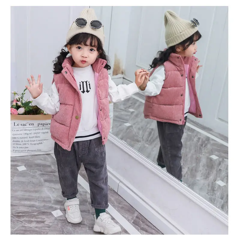 2024 Fashion Boys' Trendy Vest Baby Girls Leisure Kids Autumn Winter Sleeveless Coats 3 5 7 8 10 Years Old-animated-img