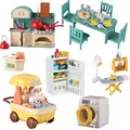 Dollhouse Furniture Set Doll house Bathroom/Kitchen/Fridge/Washing Machine Laundry Kids Doll House Miniature Pretend Play Toys