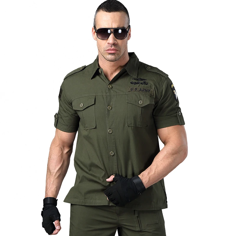mens short sleeve military style shirts