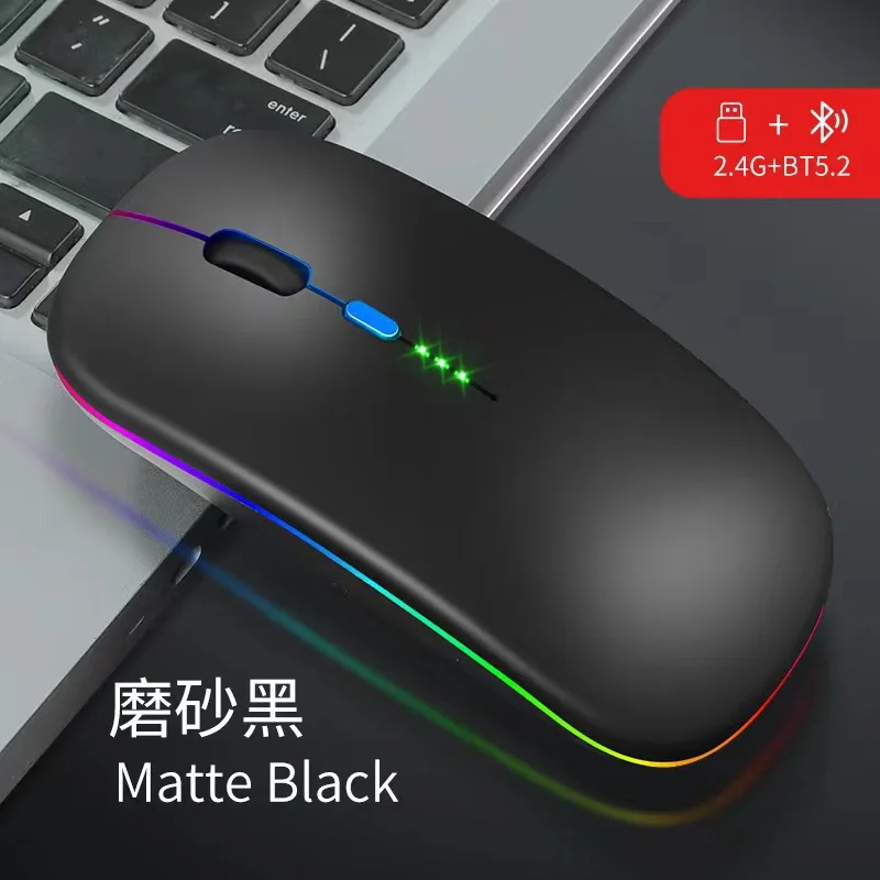 Bluetooth Wireless Mouse for Computer PC Laptop iPad Tablet with RGB Backlight Mice Ergonomic Rechargeable USB Mouse Gamer-animated-img