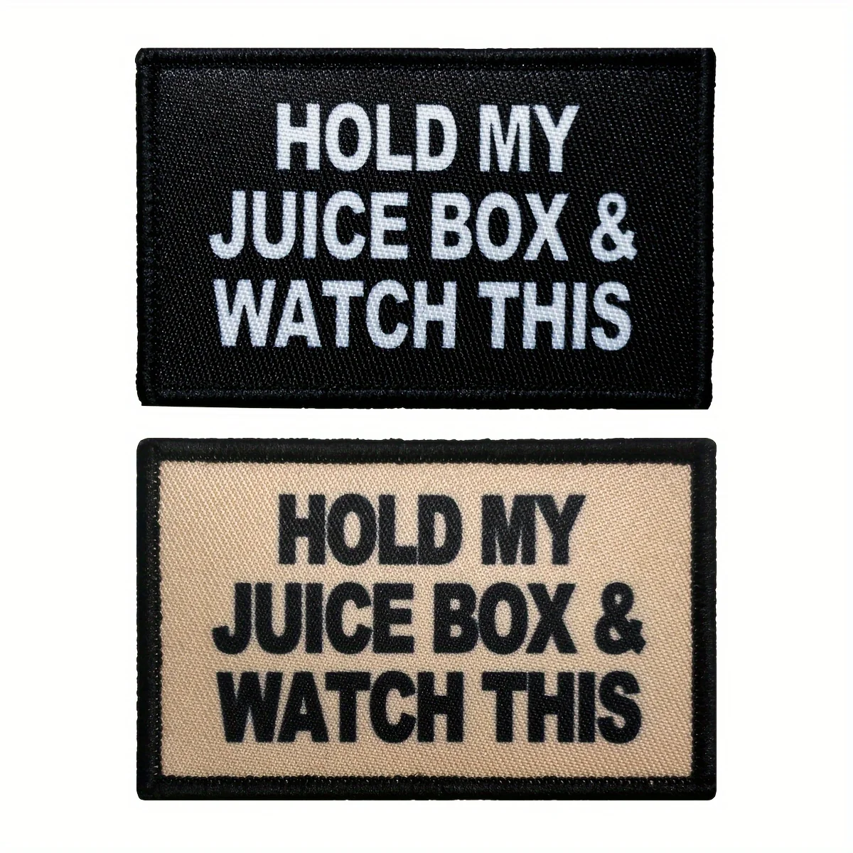 1pc Hold My Juice Box & Watch This Patch - Funny Hook & Loop Embroidered Badge for DIY Clothing, Bags, Crafts-animated-img