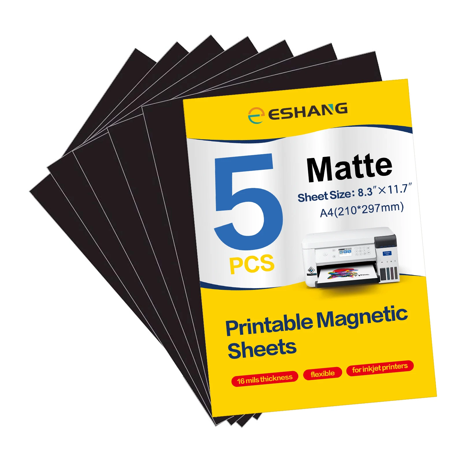 5 Sheets A4 Printable Magnetic sheets Non Adhesive 16mil A4 8.3 x 11.7 inches Magnet Matte Photo Paper for Inkjet Printers-animated-img