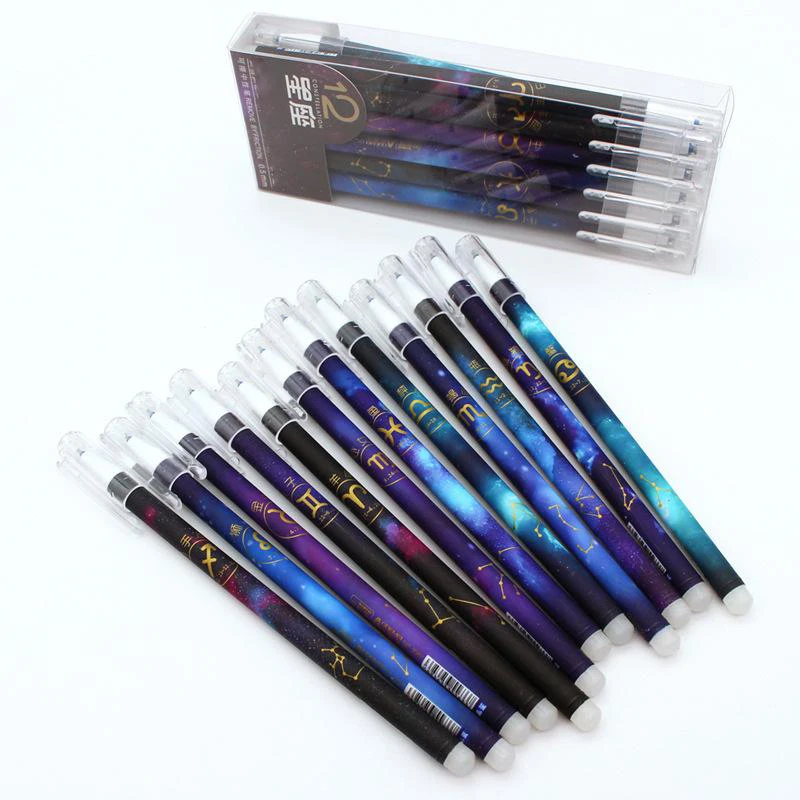 12pcs Constellation Gel Pens, Erasable Pens, Erasable Gel Pens, Creative  Galaxy Pens, 0.5mm Super Fine Tip, Black Ink, Student S - AliExpress