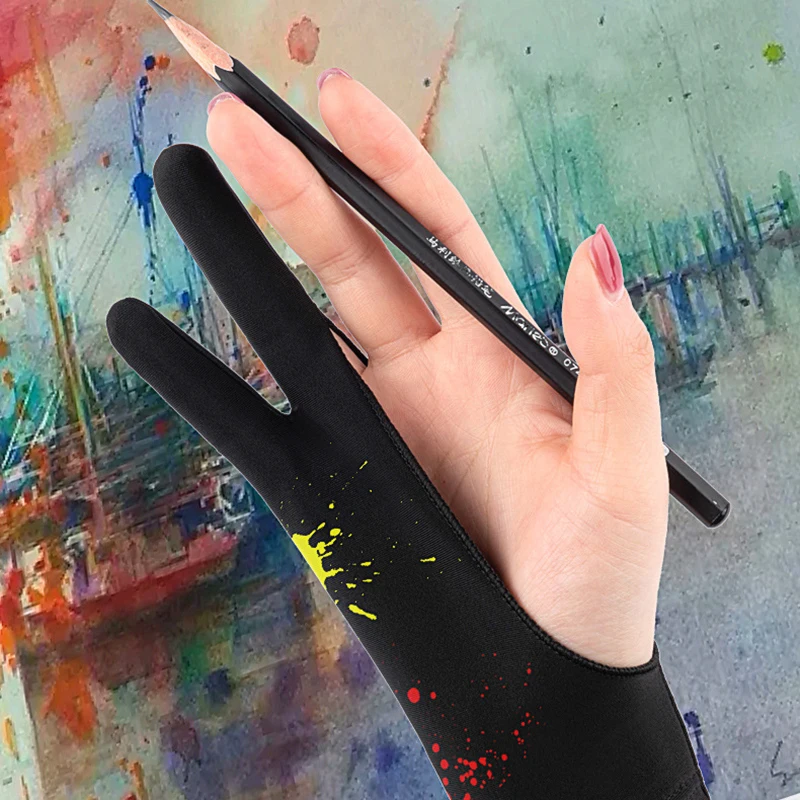 Anti-fouling Two-Fingers Anti-touch Painting Glove For Drawing Tablet Right  and Left Glove Anti