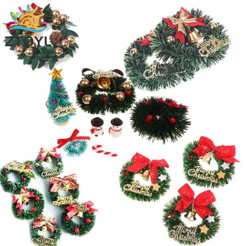 1/12 Dollhouse Christmas Tree Boots Wreath Pine Santa Claus Carpet Broom Miniature Dollhouse Christmas Accessories-animated-img