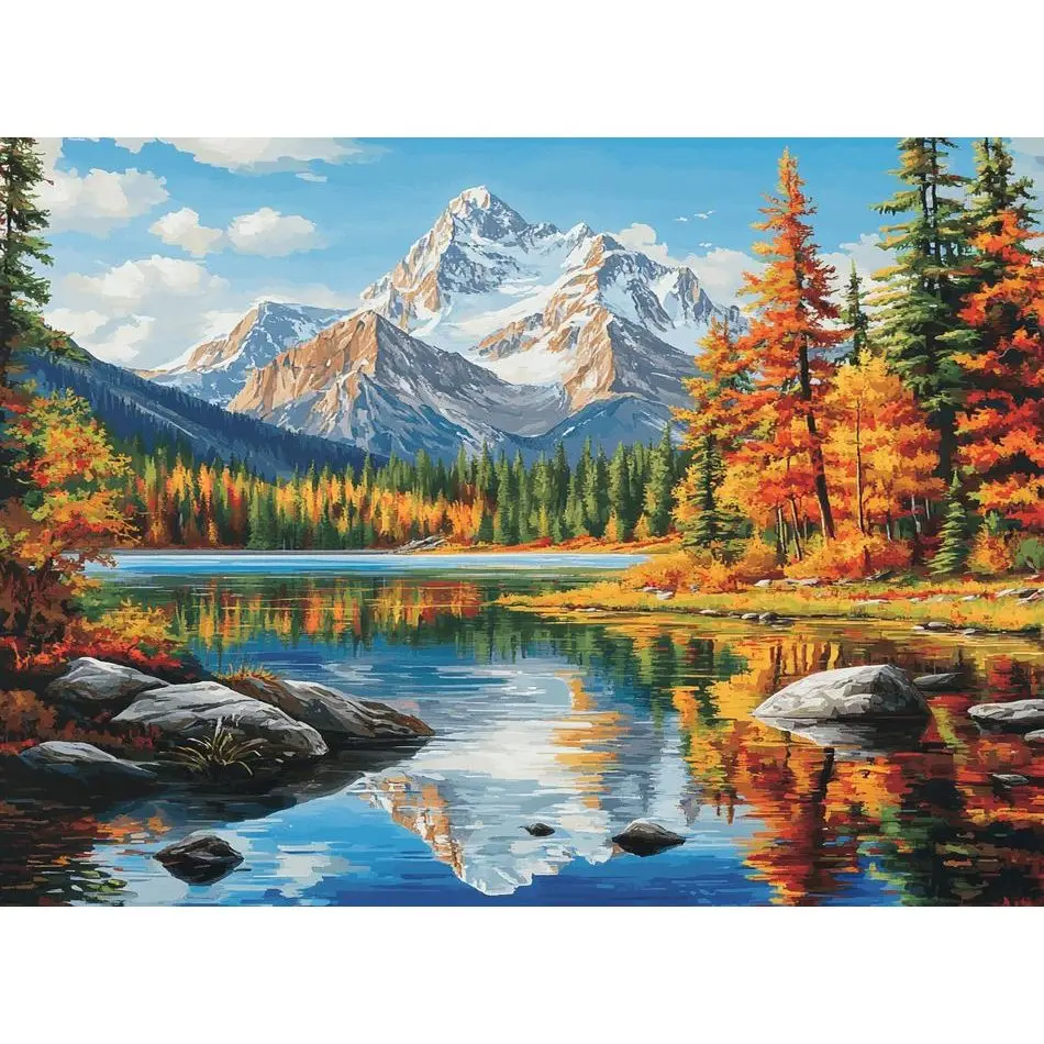 RUOPOTY 5D Diamond Painting Snow Mountain River Full Round/Square Landscape Rhinestone Set Modern DIY Wall Decoration Painting-animated-img