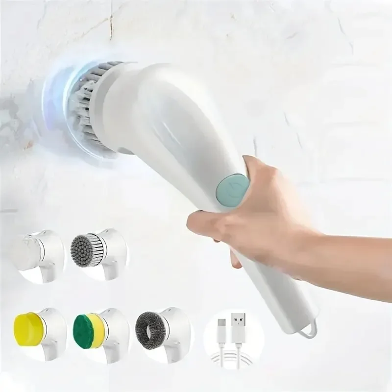 Five in One Multifunctional Electric Cleaning Brush for Bathroom Washing and Kitchen Cleaning Tools-animated-img