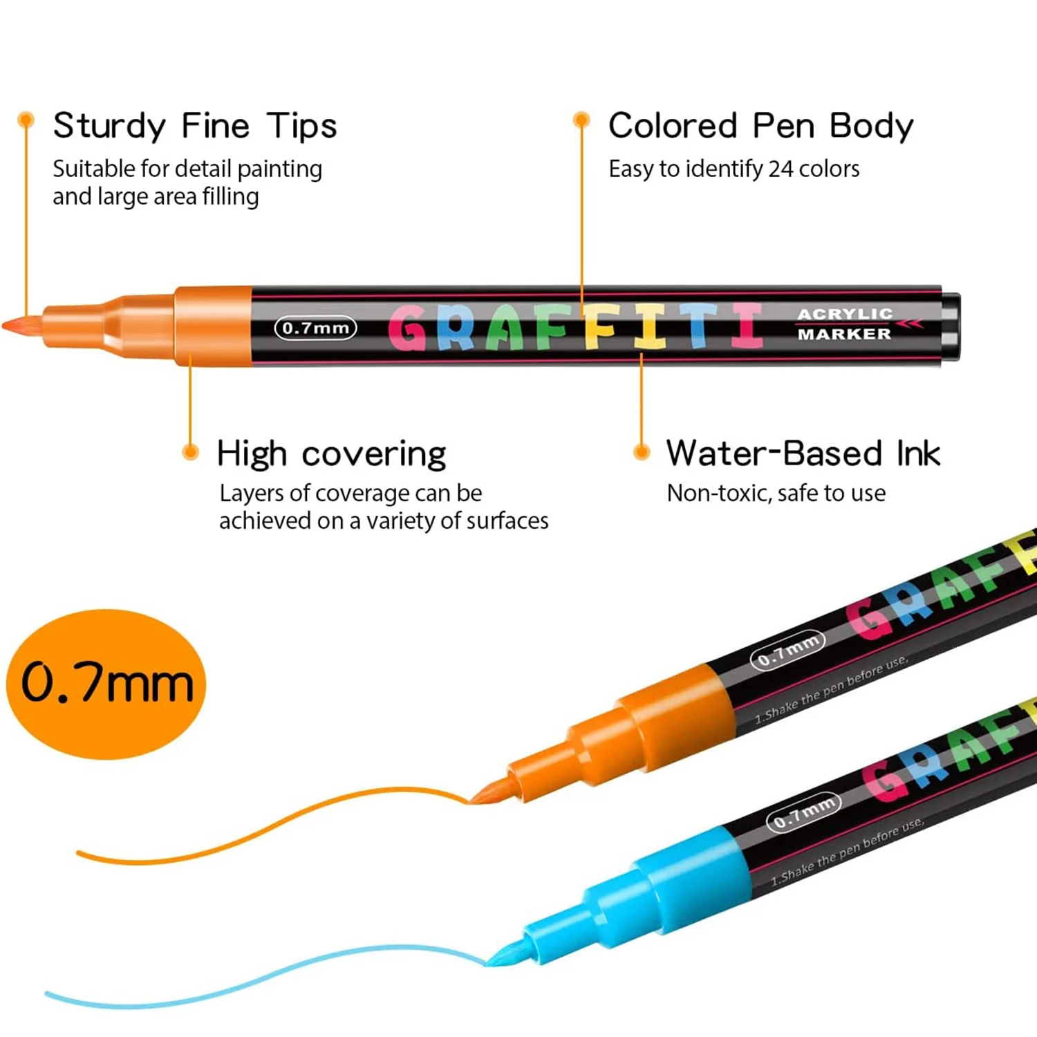 Premium Paint Pen Acrylic Paint Marker 0.7mm Fine Point and 2.0