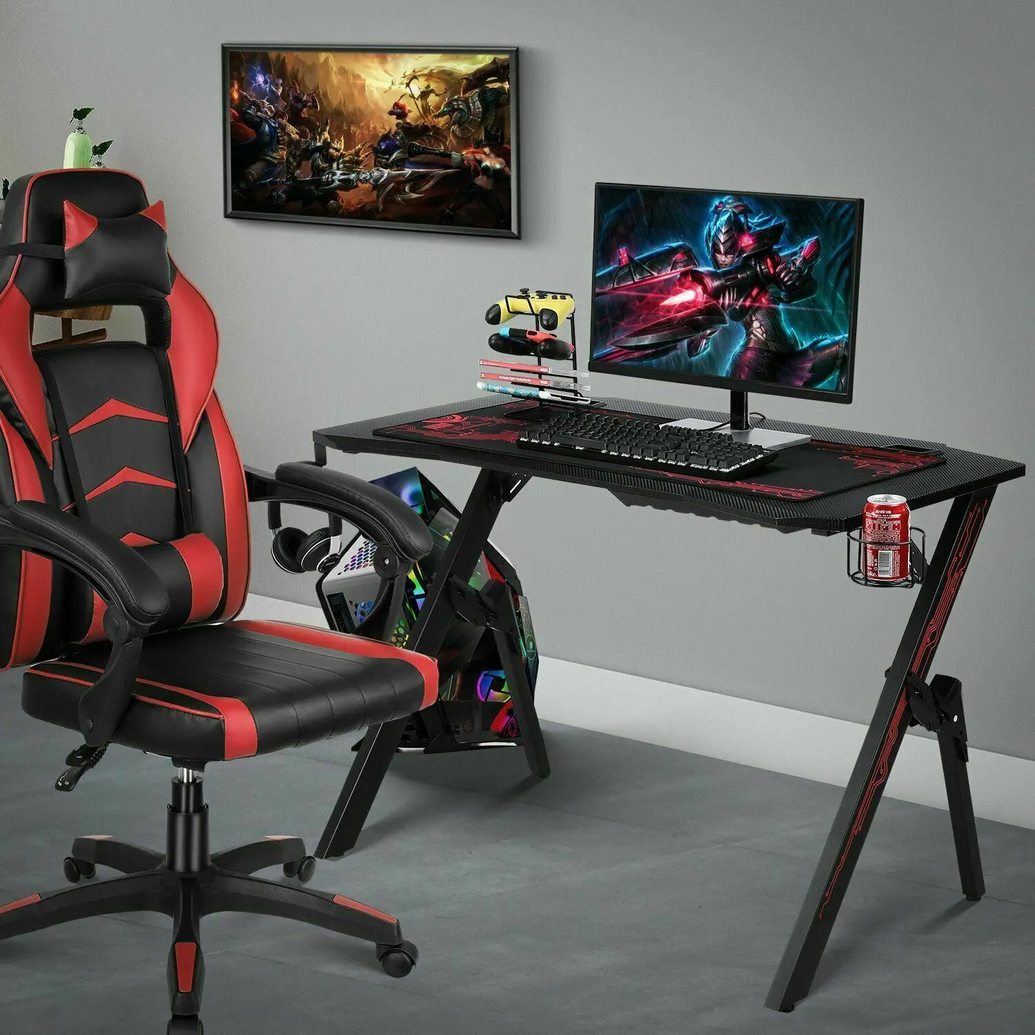 red and black gaming desks