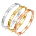 Modyle New Waterproof Cubic Zirconia Bangles Stainless Steel Bracelets Gold Color Jewelry for Women Factory Wholesales