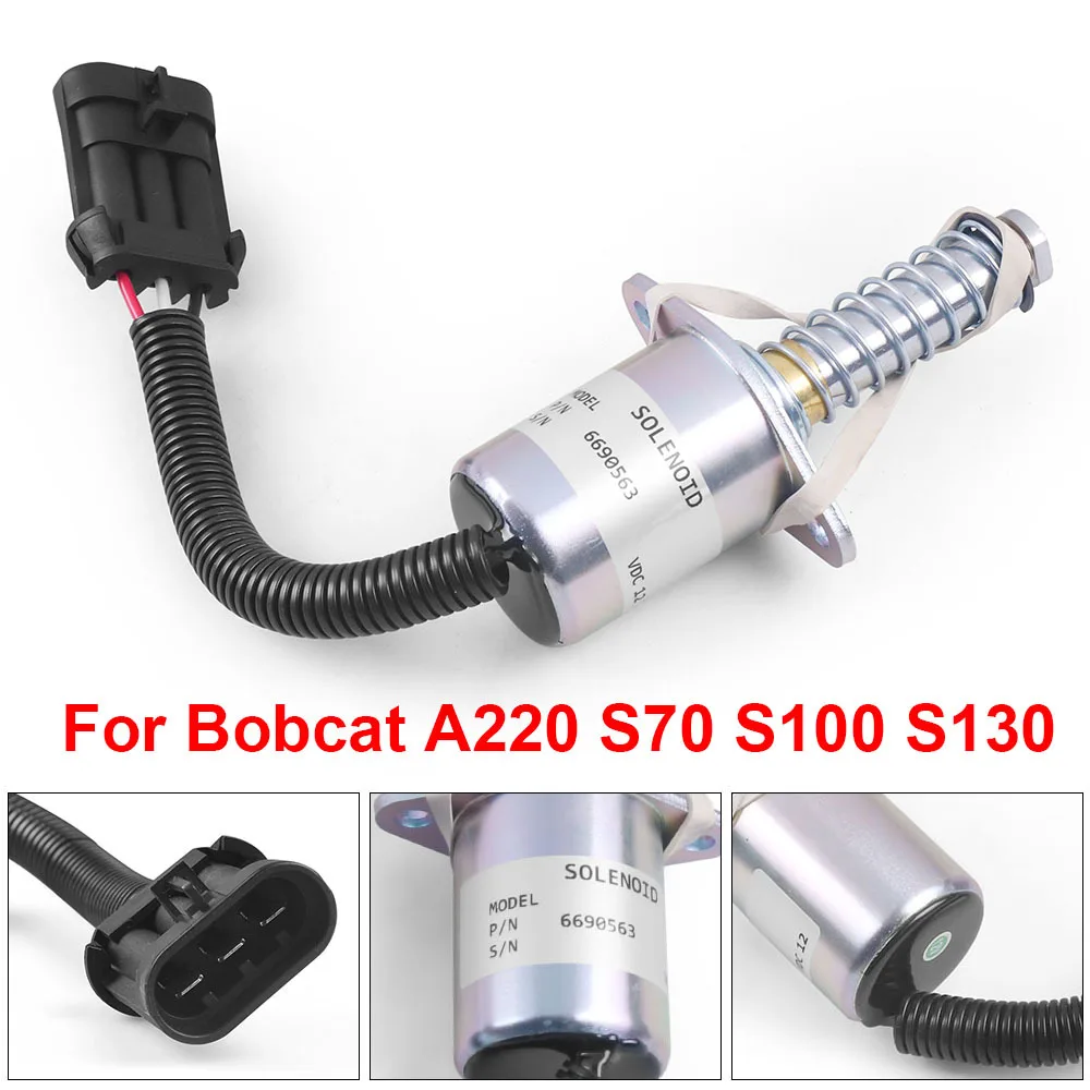 6681513 6690563 Shut Off Solenoid 6681512 12V Stop Solenoid Fit for Bobcat A220 S70 S100 S130 S150 S160 S175 S185 S205 S220-animated-img