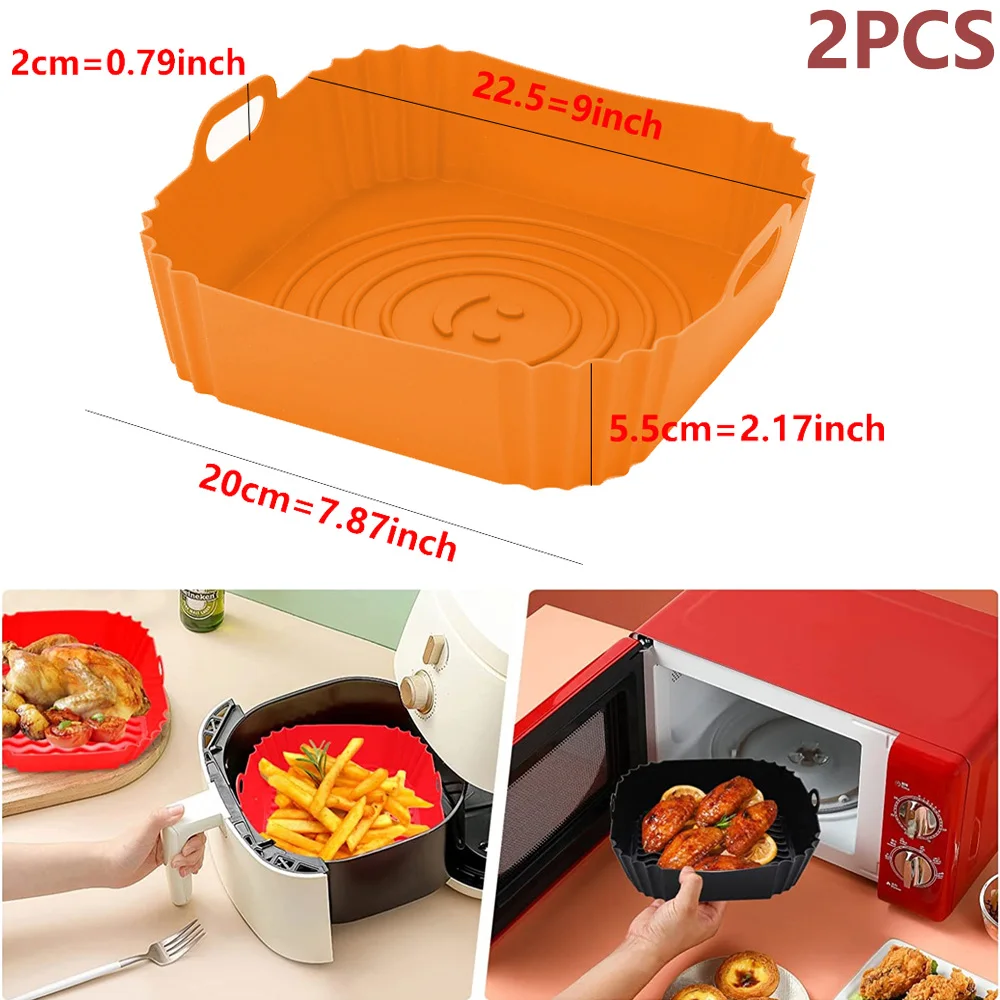 Air Fryer Silicone Basket Silicone Mold Airfryer Oven Baking Tray Pizza  Fried