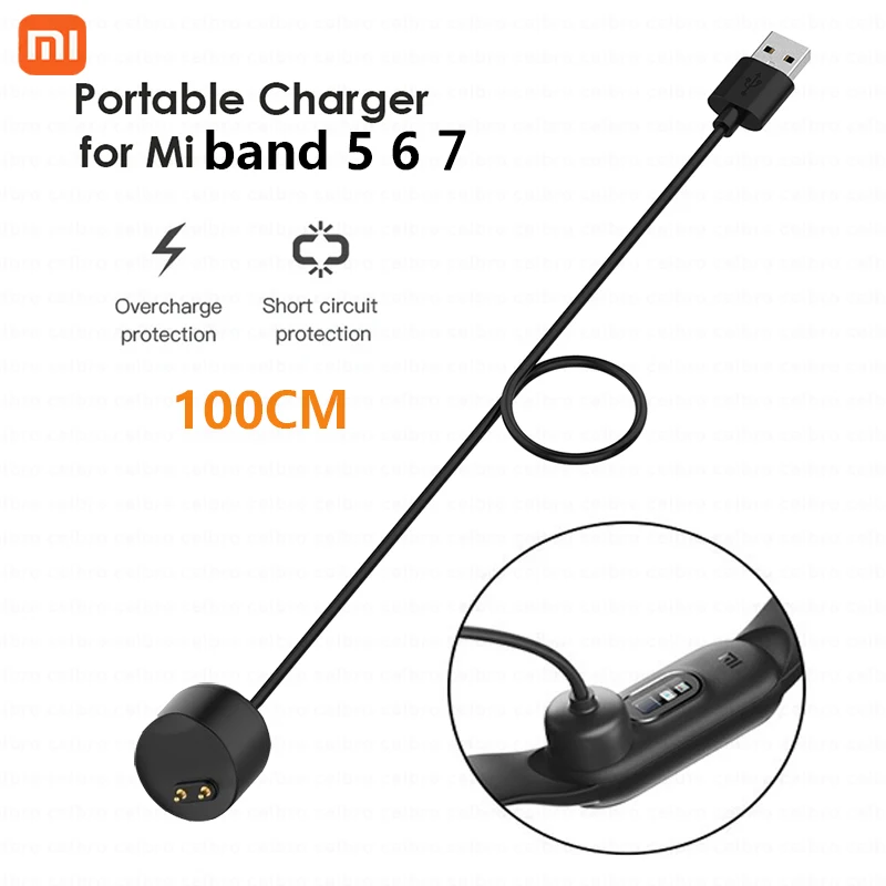 1m USB Charger Cable Xiaomi Mi Band 5 6 7 Magnetic Charging Adapter Wire Cord NFC Smart Watch Wristband Bracelet For Miband 6 7-animated-img