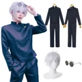 Gojo satoru cosplay costumes pour hommes, anime iforme de lycée, perruque trempée, costume dhalloween, vêtements pour adultes