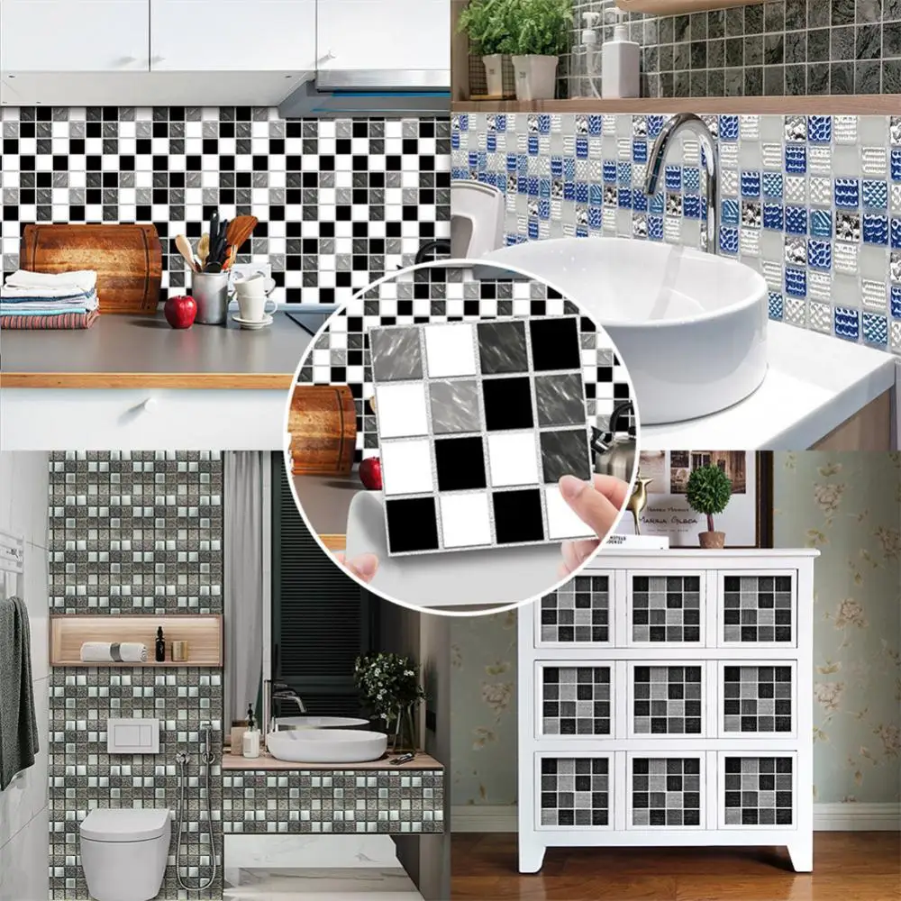 Crystal Tile Self Adhesive Beautiful 3d Bedroom Home Decoration For Kitchen Room Bathroom Wall Sticker Bright Coating-animated-img