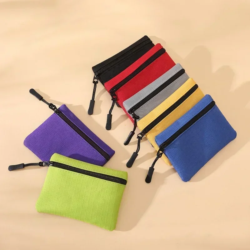 Canvas Mini Coin Purse Simple Zipper Kid Storage Pouch Money Pocket Solid Color Coin Key Bag Women Men Cute Wallet Mini Purse-animated-img