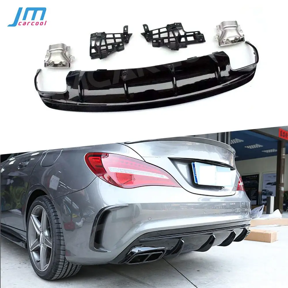 ABS Material Rear Bumper Diffuser with Exhaust Tips for Mercedes-Benz CLA Class W117 CLA260 CLA45 AMG Style 2013-2019-animated-img