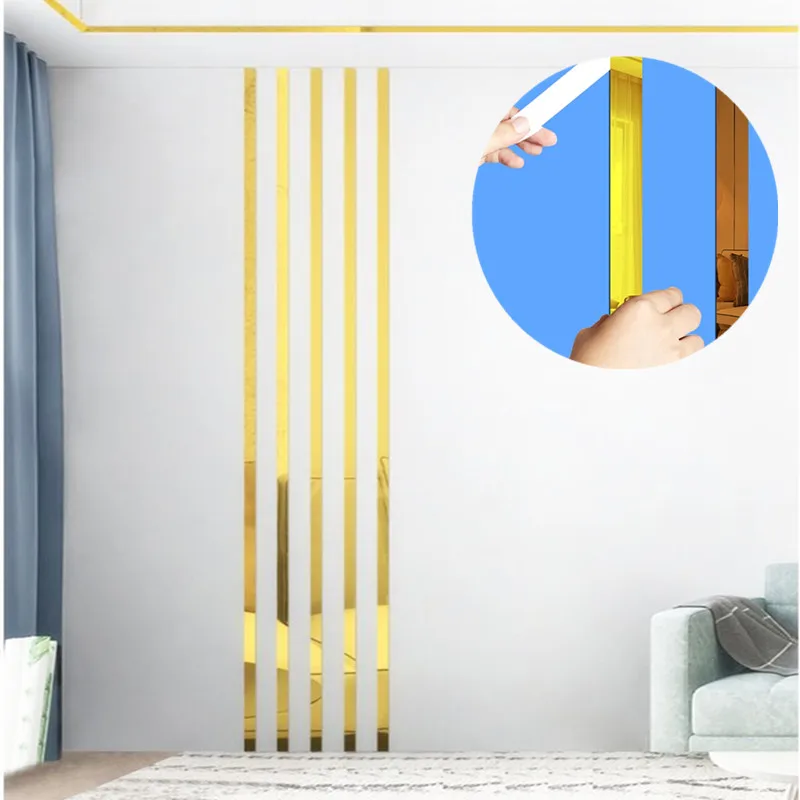 Mirror Wall Sticker 5M Stainless Steel Flat Living Room Decoration