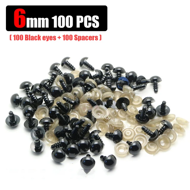 100/500pcs DIY 3-12mm Round Flat Black Eyes Plastic Eyes Eyes for