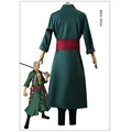 Anime Figures Roronoa Zoro Cosplay Costume Uniform Green Coat Pants Head Scarf Roronoa Zoro Wig Earrings Halloween Men Clothes preview-4