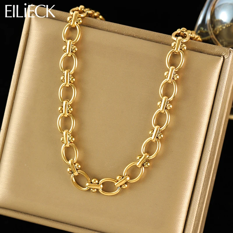 EILIECK 316L Stainless Steel Metal Chain Necklace For Women Fashion 18K Gold Plated Neck Chain Waterproof Jewelry Lady Gift-animated-img