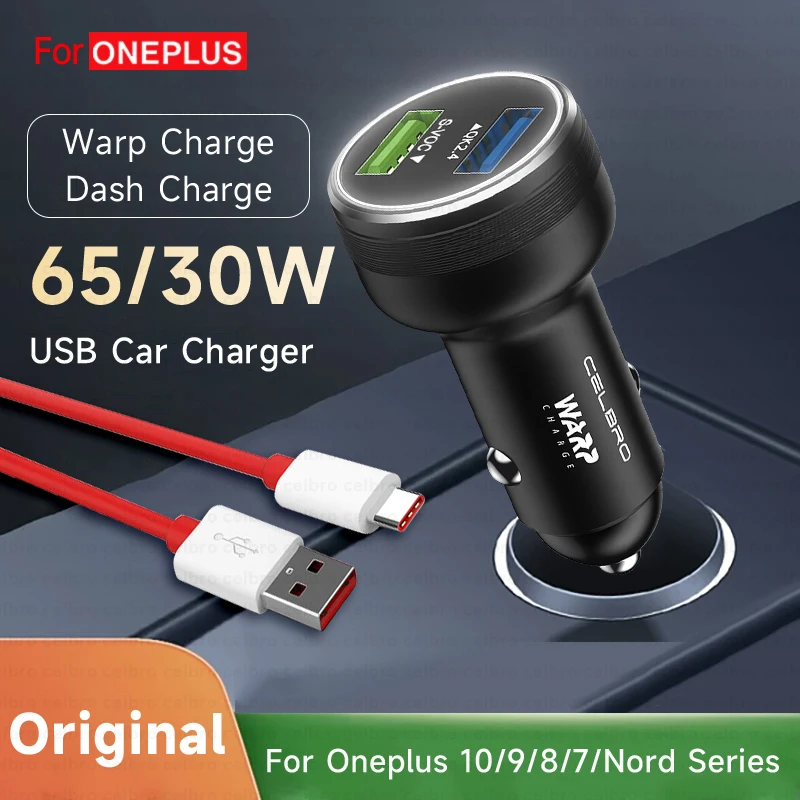 65W Warp Charge 30W Car USB Phone Charger Fast Charging For Oneplus 9R 10 Pro 8 7 6 5 9RT 9 Nord N10 N100 Samsung Dash One plus-animated-img