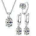 925 Sterling Silver Elegant Women's Jewelry Sets Ellipse Zircon Ring Necklace Earrings Accessories Juwellery Argent 925 preview-1