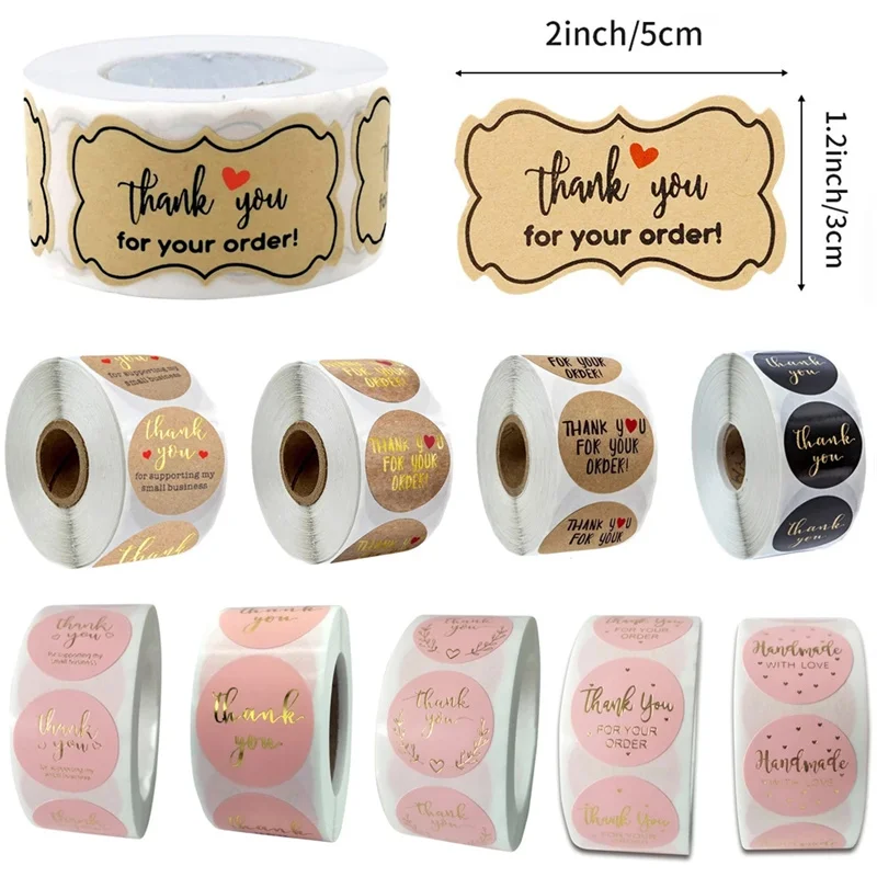 Round Labels Kraft Gift Sealing Thank You Stickers Christmas Design Scrapbooking Festival Birthday Party Decorations Labels-animated-img