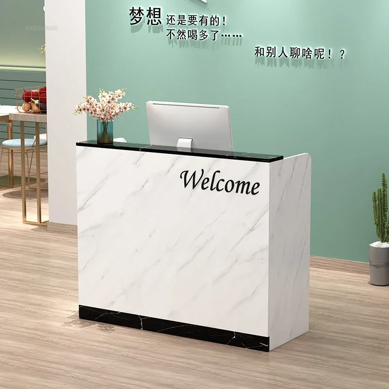 Simple Modern Office Reception Desks Hairdressing Clothing Store Front Desk Reception Counter Beauty Salon Checkout Counter B-animated-img