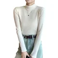 Half Turtleneck Long Sleeve Add Velvet Thick Bottoming Shirts Lady Solid Color Pullover Tops EZFZC-H319 preview-2