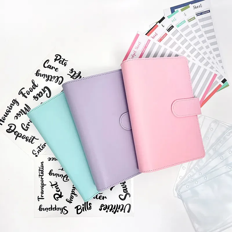 A6 Budget Binders Planner 6 Hole 8 Zipper Envelopes 2 Stickers in One  NoteBook Wallet  For Save Money Organizer  Cash System-animated-img