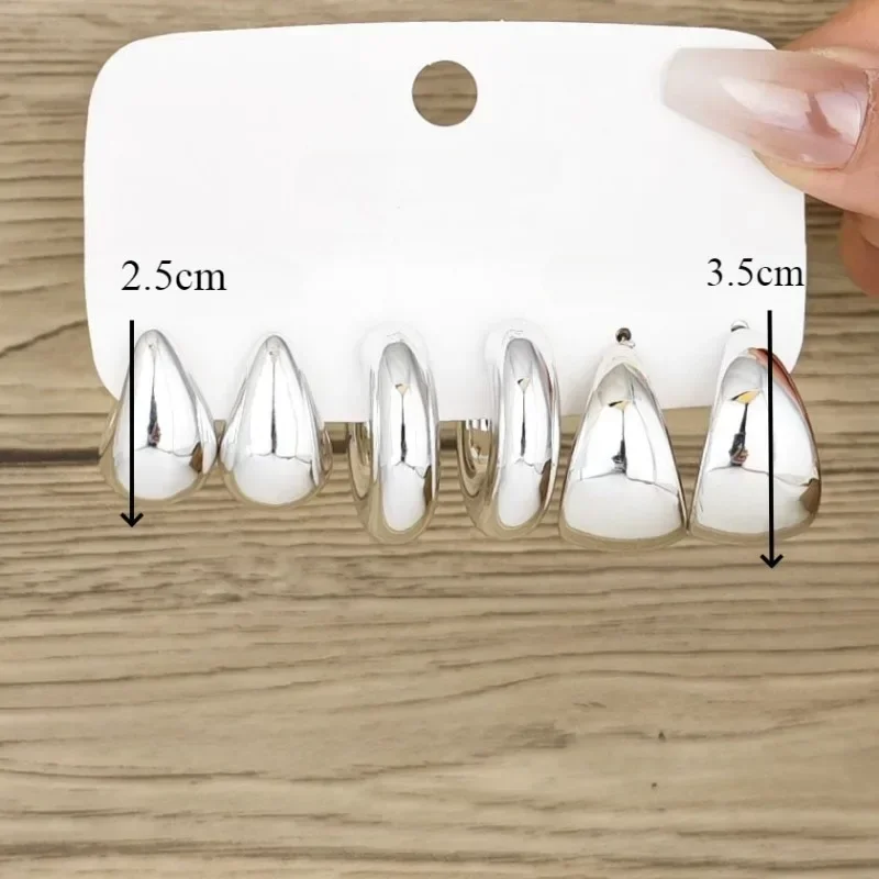 6pcs Fashion Minimalist Creative C-shaped Water Droplets Earrings For Women Stainless Steel Thick Teardrop Earring Jewelry Gifts preview-4