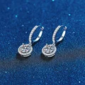 925 Sterling Silver 1 Carat Moissanite Round Earrings Engagement Wedding Daily Work Party Travel Luxurious Gift For Women preview-2