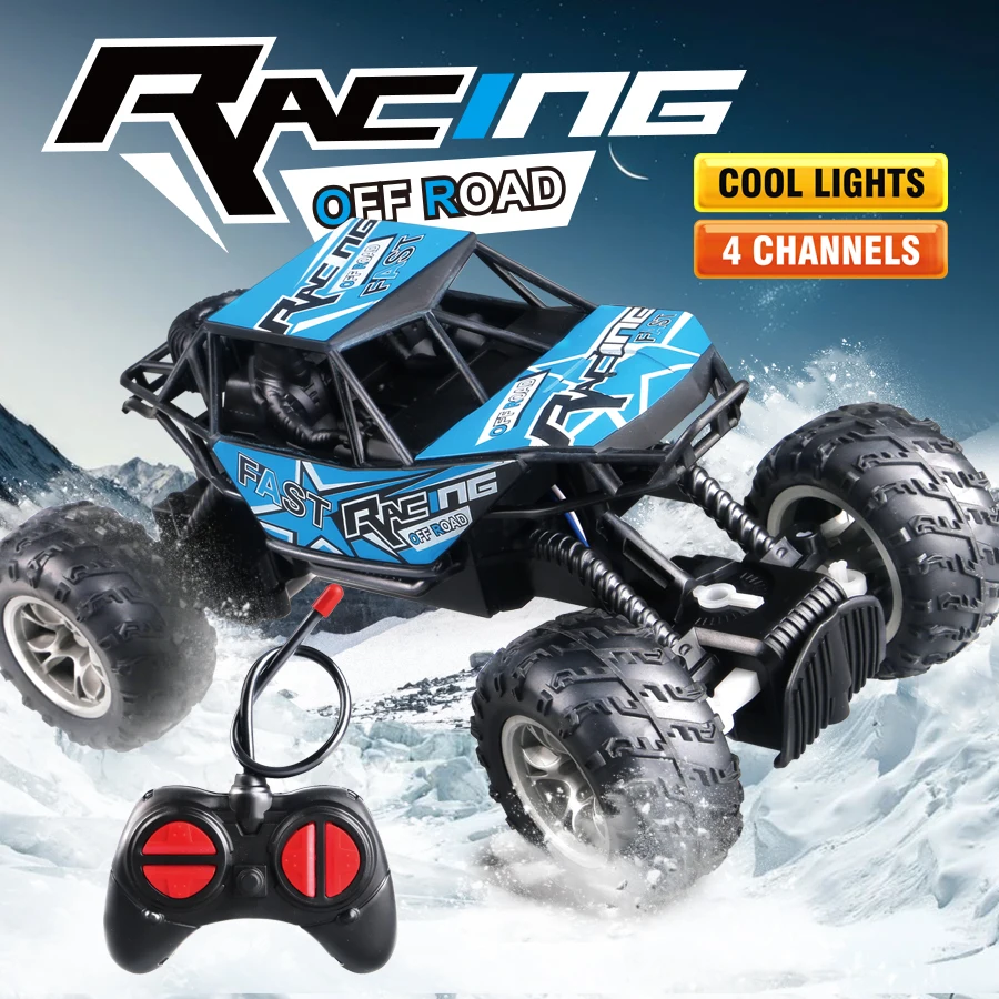 4-Way Remote Control Car with Light Anti-Slip Rubber Tire Outdoor Off-Road Climbing Kidsren's Boy Toy Car Model-animated-img