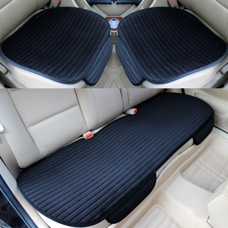 Car Seat Cover Front Rear Flocking Cloth Cushion Non Slide Auto Accessories Universa Seat Protector Mat Pad Keep Warm in Winter-animated-img