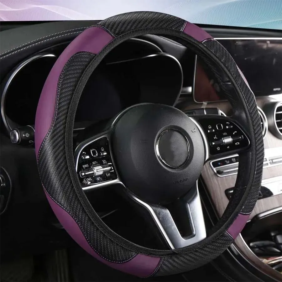 Non-inner-ring Automobile Steering Wheel Cover Leather Four Seasons for Spring Summer Autumn Winter for Men and Women-animated-img