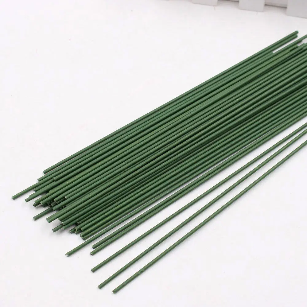 10/20/30pcs 40cm Artificial Dark Green Flower Stem DIY Floral Material Handmade Wire Stem Accessoies for Wedding Home Decoration-animated-img