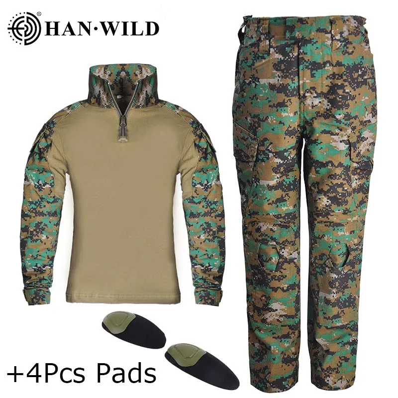 Kids Tactical Sets US Tactical Uniform Airsoft Camouflage Combat Long Shirt Pants Rapid Assault Airsoft Battle-animated-img