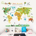 קריקטורה יצירתית מפת העולם מדבקת קיר קישוט חדר ילדים עיצוב חדר שינה לתינוקות מדבקות הדבקה עצמית עיצוב בית