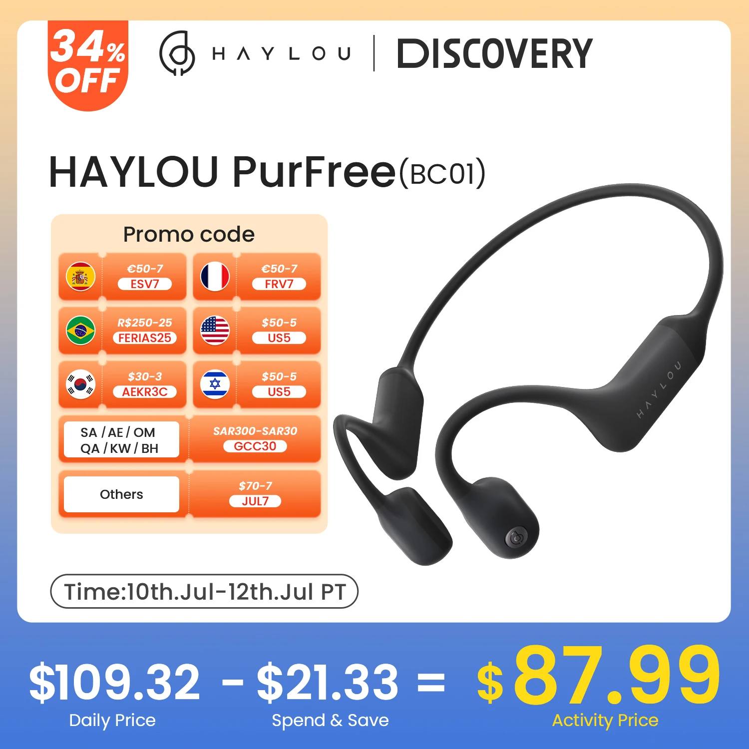 Купить Алиэкспресс HAYLOU PurFree (BC01) Bone Conduction Headphones