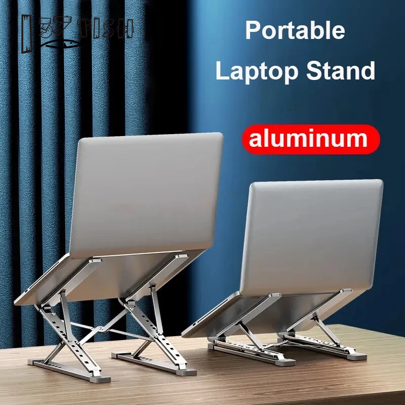 Double Layer Aluminum Alloy Laptop Stand Portable Foldable Adjustable Desk Stand For Macbook Air Pro 10-16 Inch Tablet Laptops-animated-img