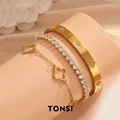 3pcs Stainless Steel Stackable Bracelets Birthday or Holiday Gift for Girlfriend Suitable for Everyday Use preview-1